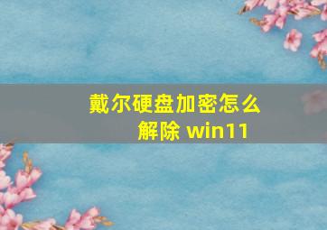 戴尔硬盘加密怎么解除 win11